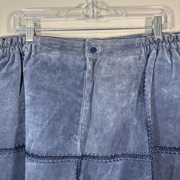 Jon Lawrence Vintage Leather Patchwork Skirt Women 20W Blue Leather 90s Western - Picture 3 of 11